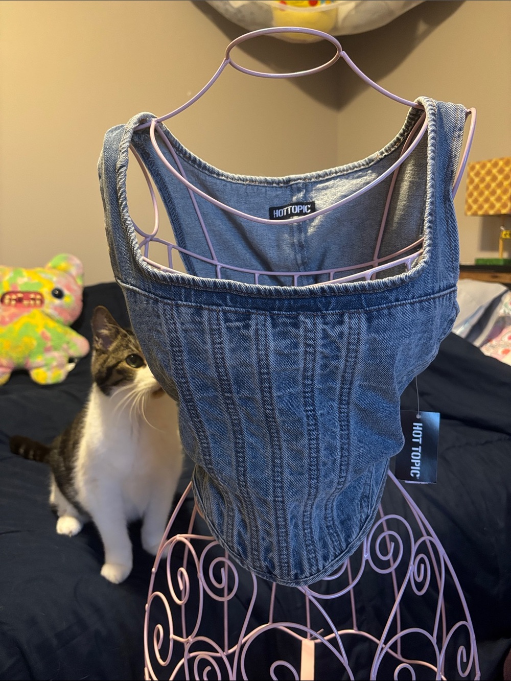 Hot Topic Light Indigo Denim Corset Vest Blue Small NWT
